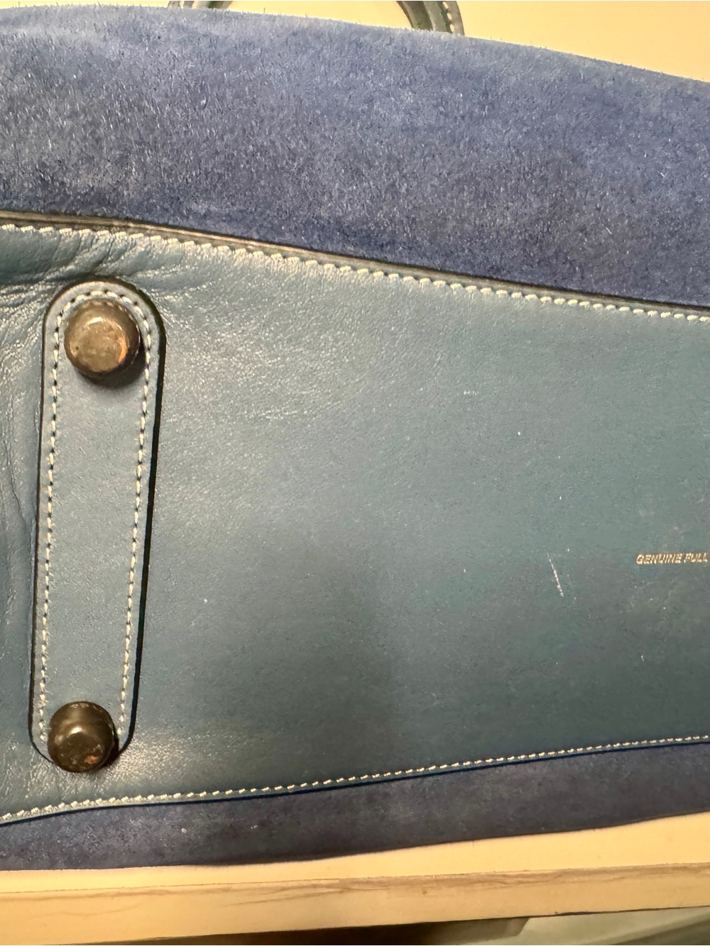 Coach Rogue 30 1941 Navy Blue Suede Satchel with Leather Trim - Picture 15 of 16